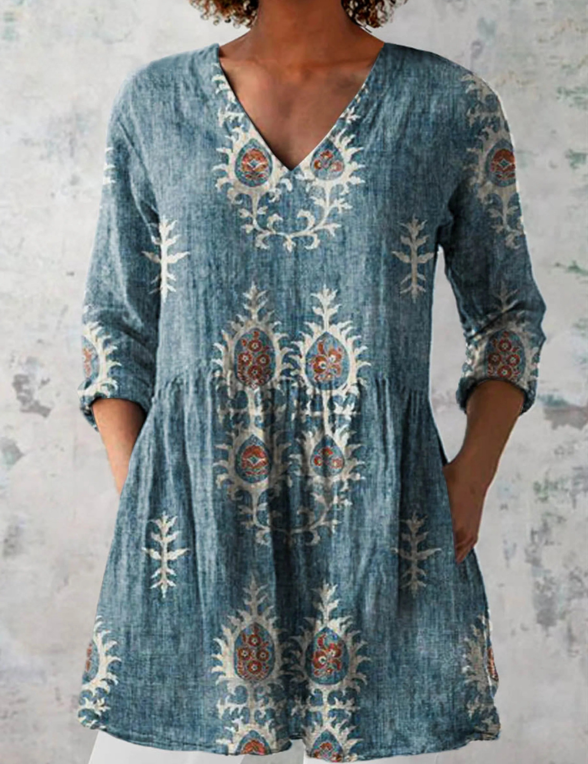 Blair | Lang mønstret bluse