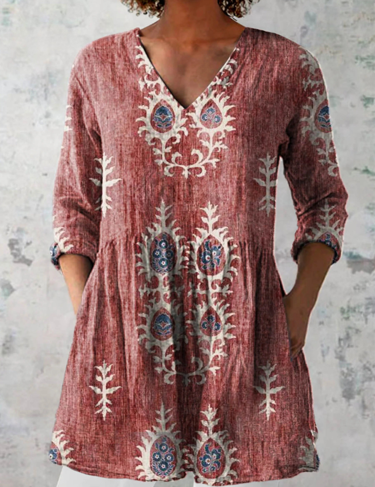 Blair | Lang mønstret bluse