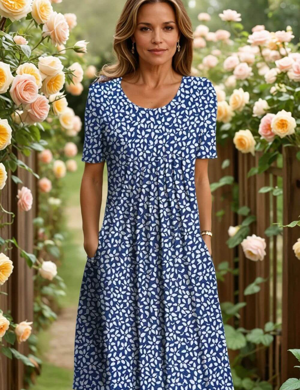 Agnes™- Elegant blomsterkjole med magevennlig passform