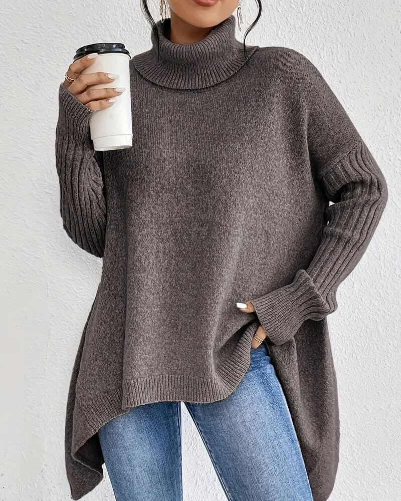 Grete™ - Elegant Asymmetrisk Høyhalset Genser