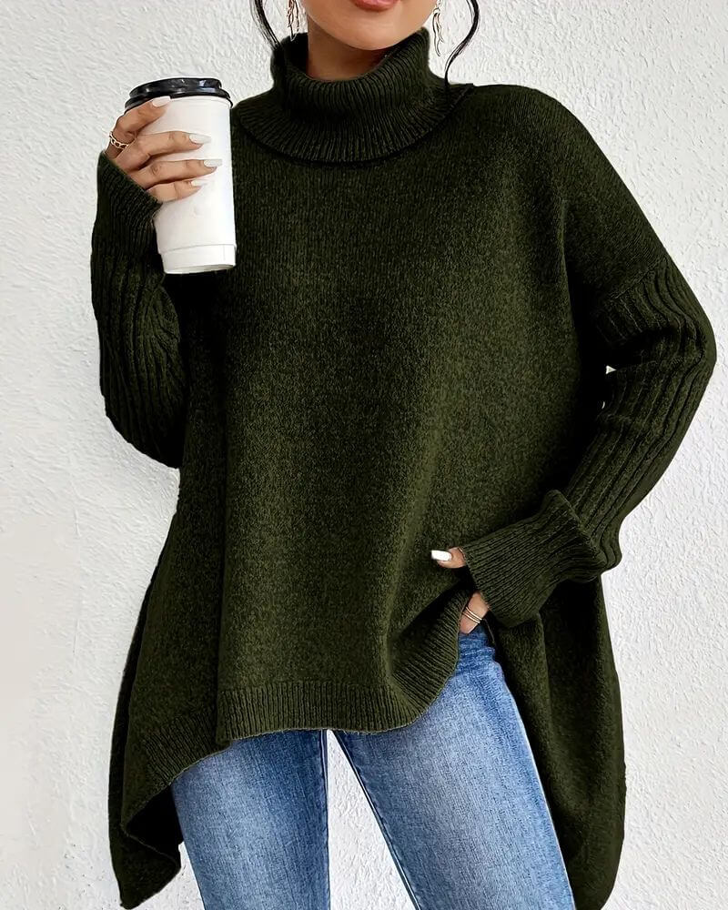 Grete™ - Elegant Asymmetrisk Høyhalset Genser