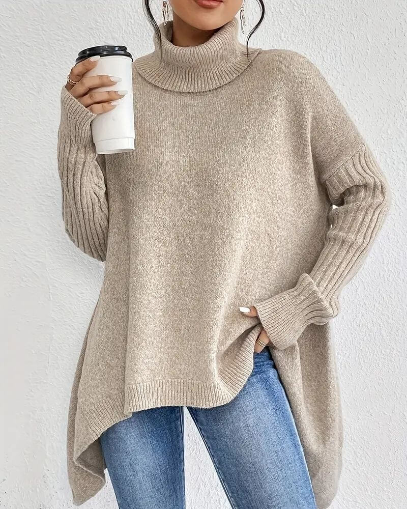 Grete™ - Elegant Asymmetrisk Høyhalset Genser