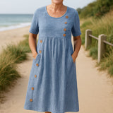 Marga™- Stripete Casual Midikjole