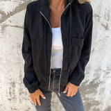Nathalie™- Corduroy hettejakke med glidelås