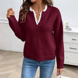 Olive™ - Elegant Genser med Blondekrage