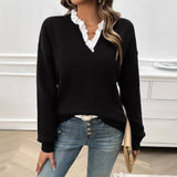 Olive™ - Elegant Genser med Blondekrage