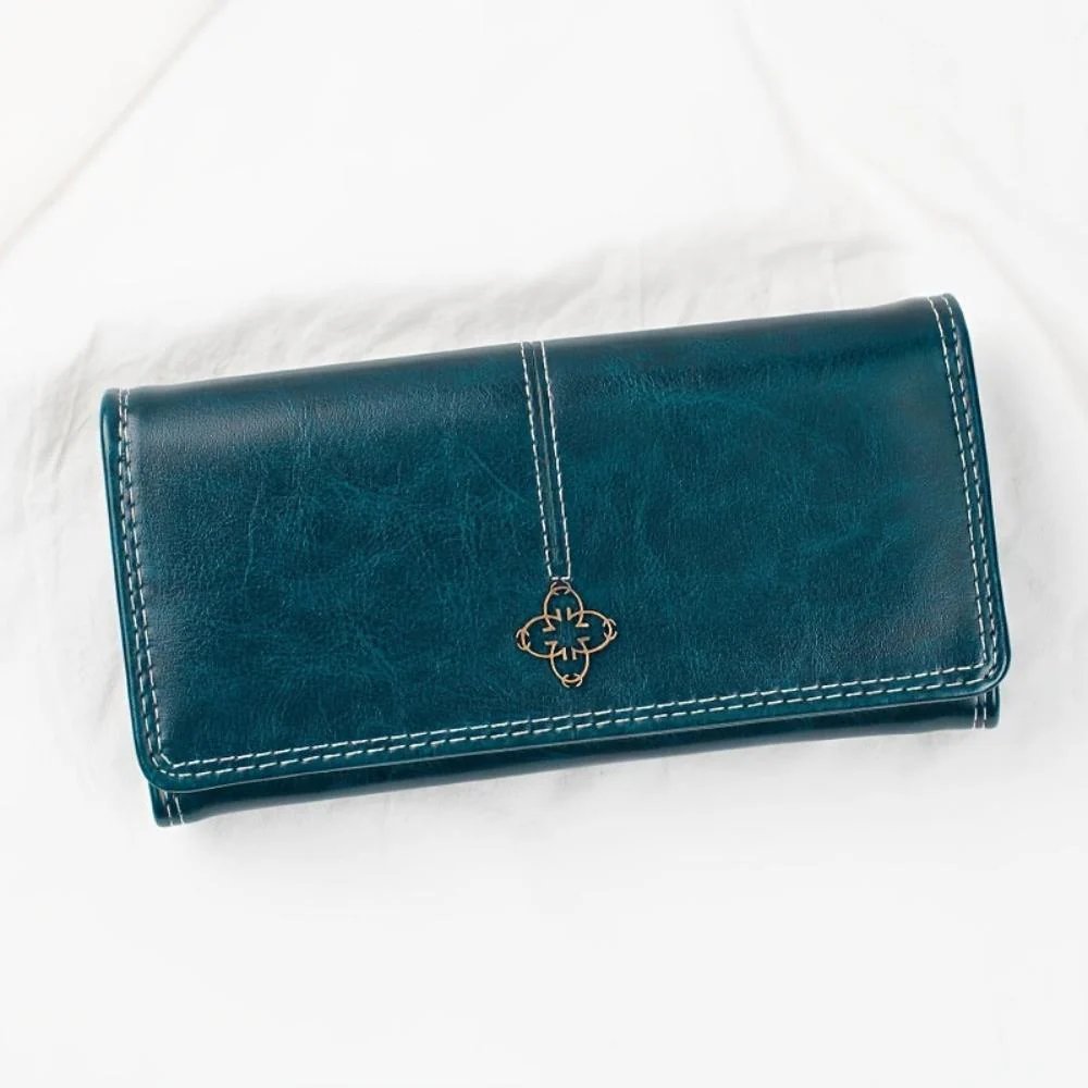 Victoria™ – Ekte skinn tri-fold lommebok med dekorativt hardware