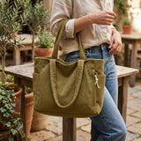 Greta™ – Ribbede Corduroy Strukturert Tote Bag