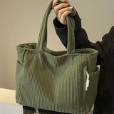 Greta™ – Ribbede Corduroy Strukturert Tote Bag